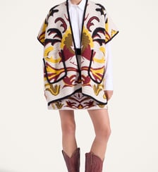 Cape In My Power Knit Multicolor Ecru/Green La DoubleJ
