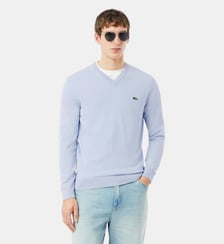 Pull coton uni col V Lacoste
