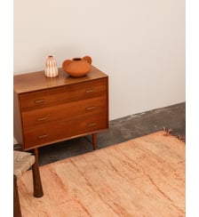 Tapis en laine orange à franges Olivier N°23- Produit chiné Debongout