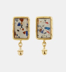 Boucles d'oreilles tiges terrazzo et perle dorée Les Néréides