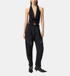 Pantalon p-pants en crêpe technique avec fermetures zippées Pinko