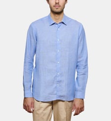 Chemise en lin bleu coupe cintrée Atelier Privé
