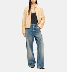 Veste coach en cuir traité Diesel