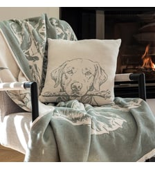 Housse de coussin Jacquard 100% coton, AUTOUR DU FEU Blanc Cerise