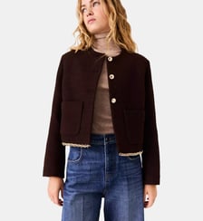 Veste en tweed avec un galon chaîne Maje