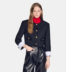 Veste courte en laine à rayures Sandro