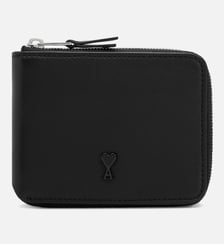 Portefeuille Compact Ami De Coeur En Cuir Lisse unisexe AMI Paris