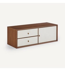 Meuble TV, L110 x P42 cm, en plaqué noyer et tissu AM.PM