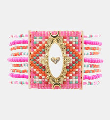 Bracelet perles régalbles avec cabochon central cœur KALUMEY Hipanema