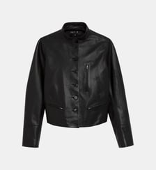 Blouson tambourin en cuir d'agneau Agnès b.