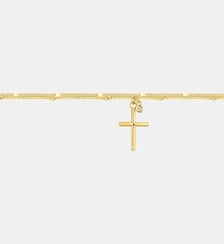Bracelet souple mono-motif La Croix en Plaqué Or avec diamant blanc La Garçonne Diamant