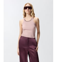 Top côtelé avec broderies bijoux Pinko