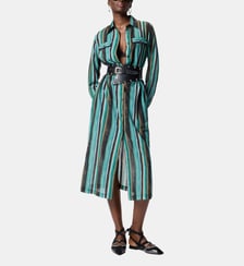Robe chemise midi en coton à rayures façon coups de pinceau Pinko