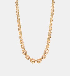 Collier sautoir pierres rondes la diamantine rose abricot Les Néréides