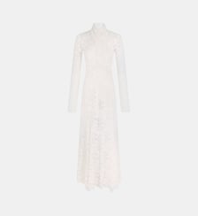Robe longue en dentelle col montant Rabanne