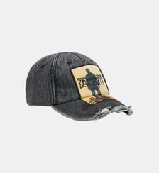 Casquette de baseball en denim avec écusson et détails effilochés Diesel