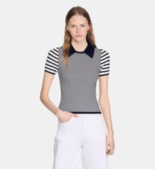 Pull style polo à rayures Sandro