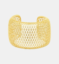 Bracelet manchette large   doré à l'or fin - Betty Satellite