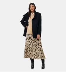 Manteau gcomete - Motif uni - Laine recyclee Caroll