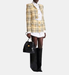 Jupe courte en tweed à paillettes Balmain