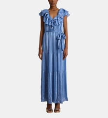 Robe longue à rayures et volants - ANIA Pablo