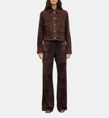 Veste courte en cuir velours - PHOEBE Gerard Darel