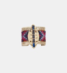 Bague réglable cabochon central et perles tissées LOOXOR Hipanema