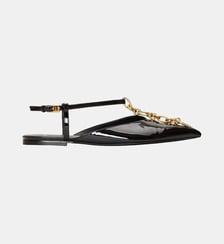 Sandales Sync plates en cuir verni avec chaîne Balmain