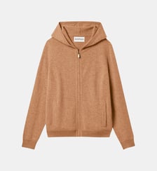 Sweat droit zippé à capuche en cachemire Bompard