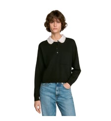 Pull col polo orné de perles Sandro