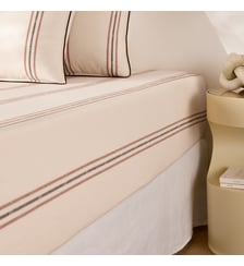 Drap-housse en coton lavé, bonnet 30 cm, à rayures La Redoute Interieurs