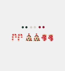 Set de 6 paires de puces d'oreilles de Noël – Sucre d'orge, moufles et sapins de Noël Balaboosté