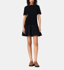 Robe courte en maille et taffetas Maje