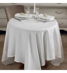 Nappe pur coton antitache motif jacquard blanc Comtesse blanc Garnier Thiebaut