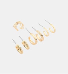 Set de 3 paires de petites créoles + 1 ear cuff doré Balaboosté