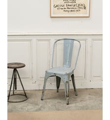 Chaise Tolix en métal bleu gris Alma N°1700- Produit chiné Debongout