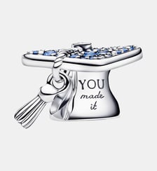 Charm Chapeau de Diplômé 2026 Bleu Scintillant Pandora