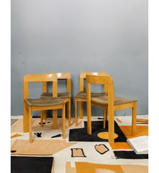 Lot de 4 chaises en orme et velours Alma N°1159- Produit chiné Debongout