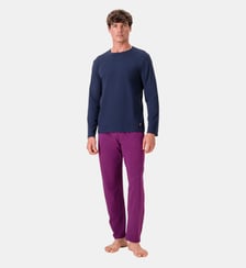 Ensemble pyjama haut bleu et pantalon violet en coton Le Slip Francais