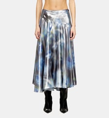 Jupe à demi-longueur métallique avec imprimé rose flou Diesel