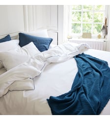 Housse de Couette en satin de coton lavé, RÊVE SATINÉ Blanc Cerise