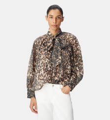 Blouse col lavallière motif léopard Ikks