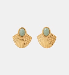 Boucles d'oreilles demi-lune en acier inoxydable avec pierre Balaboosté