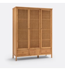Armoire 3 portes pin massif et cannage La Redoute Interieurs