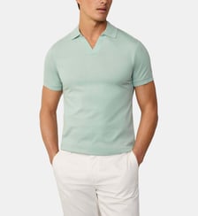 Polo Coupe Regular À Manches Courtes Avec Col Johnny Ouvert Hackett London