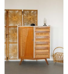 Armoire en bois et osier Blandine N°392- Produit chiné Debongout