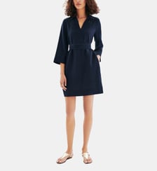 Robe rvanina - Motif uni - Lin - Coupe evasée Caroll