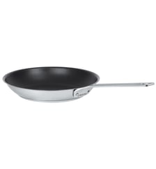 Poêle antiadhésive en inox brossé poignée fixe polie Cristel