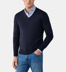 Pull Col V En Coton-Cachemire Hackett London