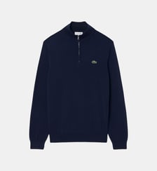 Pull zippé coton uni col montant Lacoste
